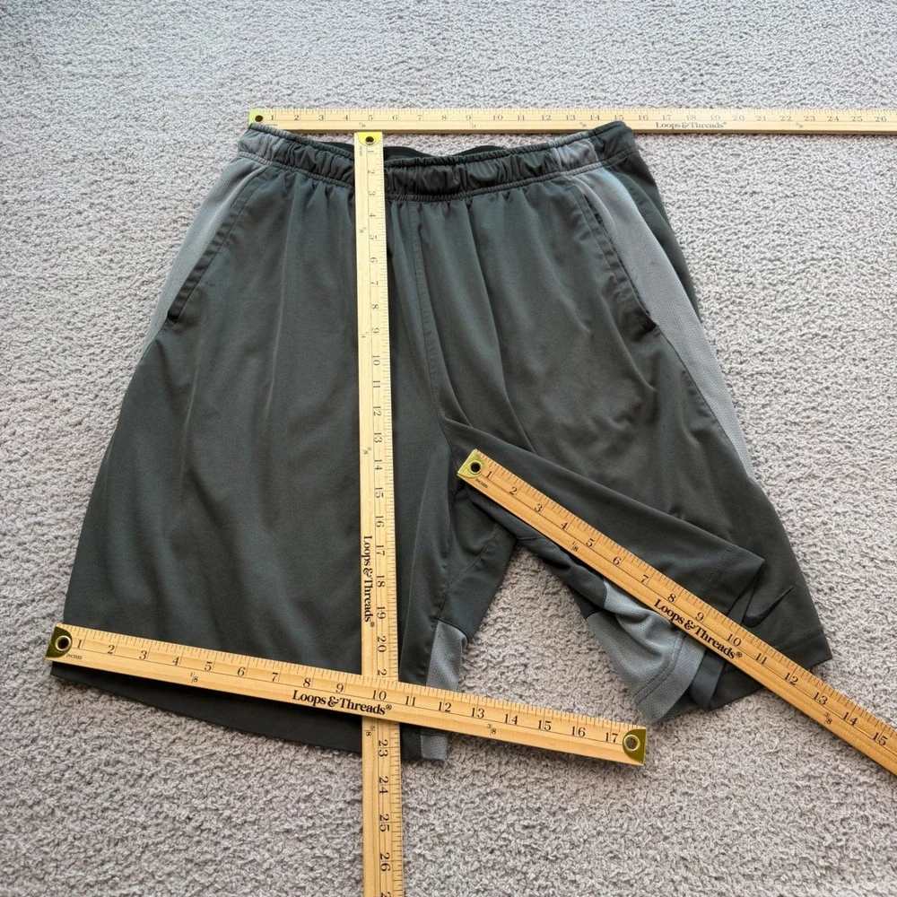 Nike Dri-FIT Men XL-Tall Olive Green Grey Athletic Basketball Shorts Gym